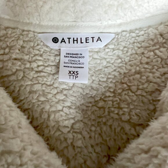 Athleta Cozy Sherpa Pullover 1/4 Zip Sweater Size XXS Off White - Picture 4 of 4